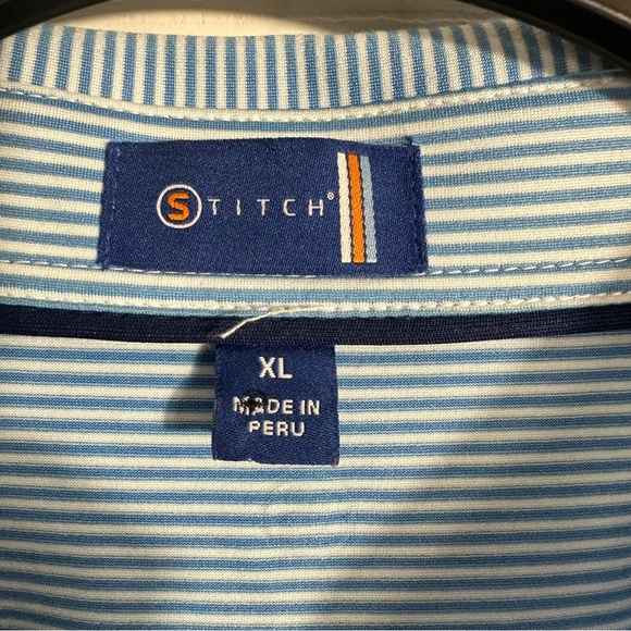 Stitch men's golf polo, XL, blue/white stripe , small logo on front - Picture 4 of 11